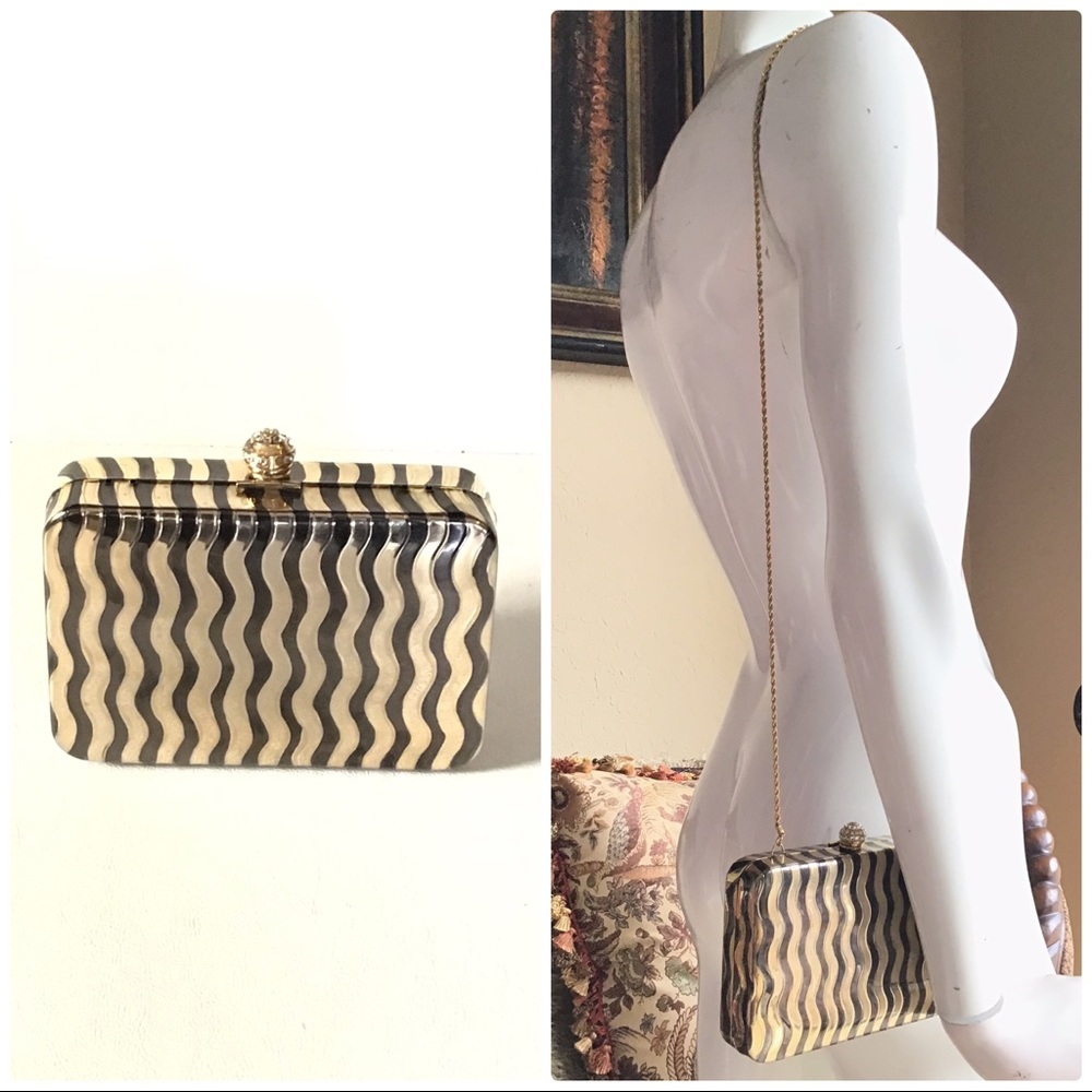 SASHA Two Tone Metal Clutch Evening Bag